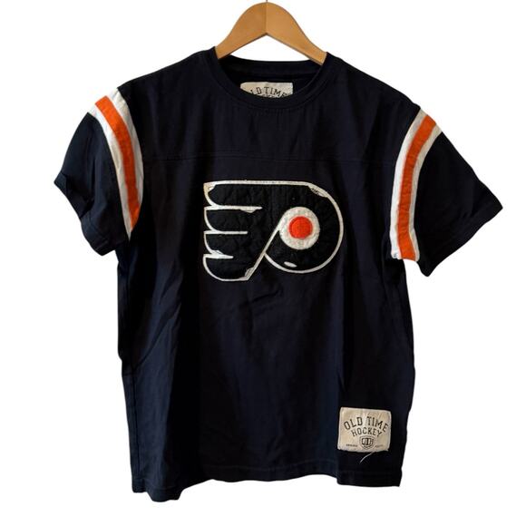 Old Time Hockey Philadelpia Flyers Patch Logo T Shirt Black M - Picture 1 of 5
